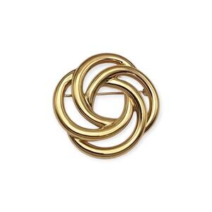 Monet Gold Tone Knot Vintage Brooch – Interlocking Circle Design